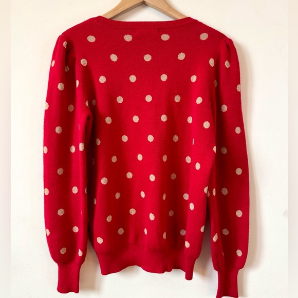 Madison + Hudson puff sleeves red polkadot sweater size medium - Picture 4 of 8